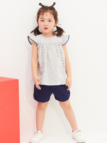 阿路和如 童装2022春夏季藏蓝色短裤