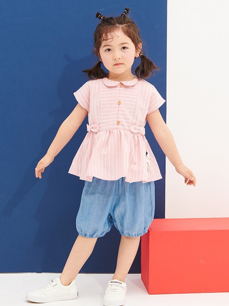 阿路和如 童装2022春夏季粉色衬衫