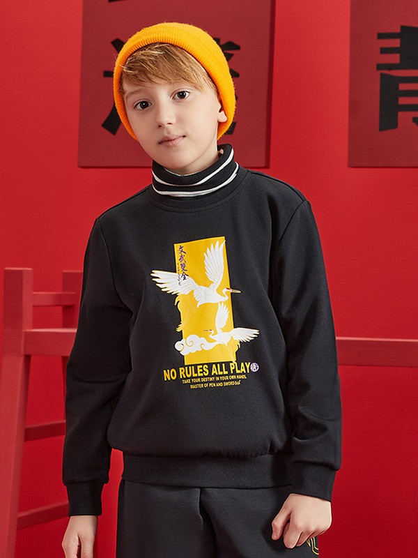 361°2021秋冬季黑色T恤