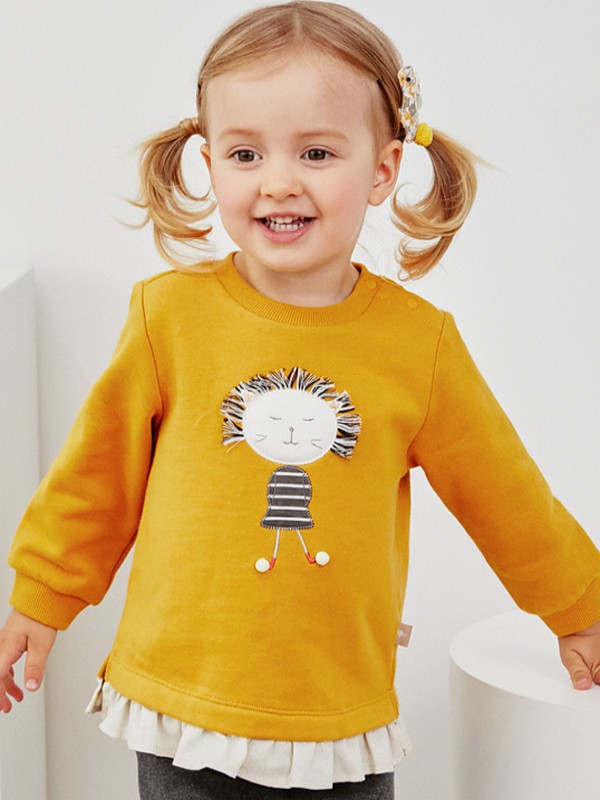 戴维贝拉 童装2022春夏季黄色T恤