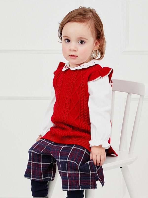 戴维贝拉 童装2022春夏季酒红色长裤