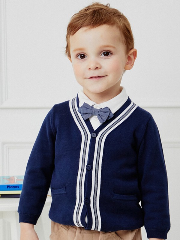 戴维贝拉 童装2022春夏季藏蓝色针织衫