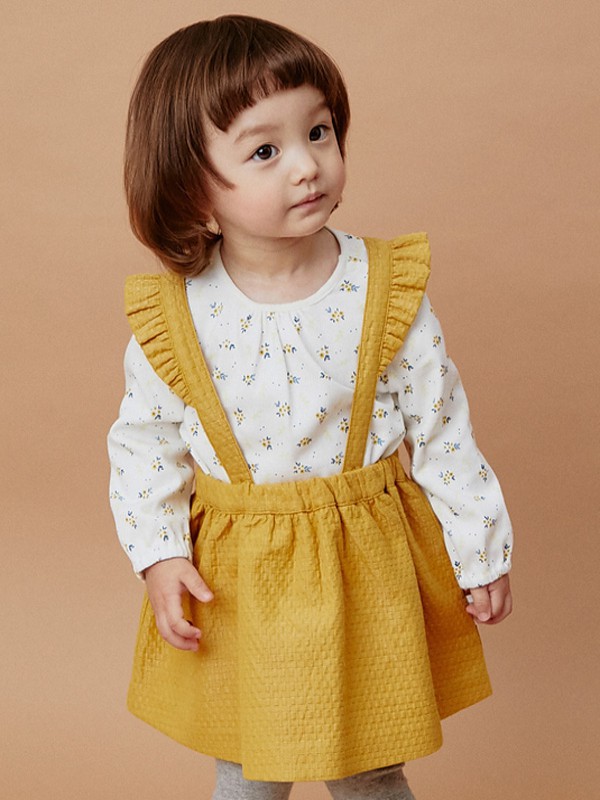 戴维贝拉 童装2022春夏季黄色背带裙