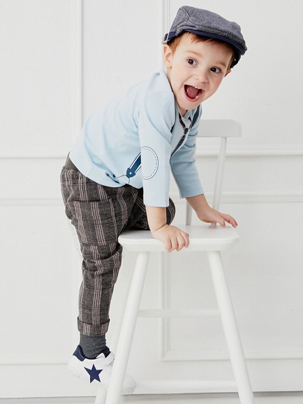 戴维贝拉 童装2022春夏季浅蓝色T恤