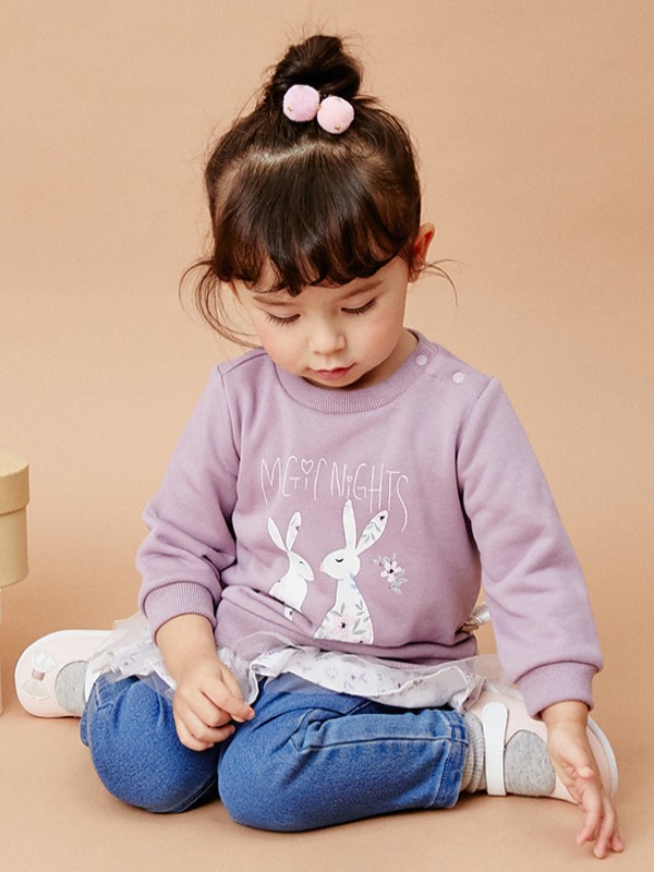 戴维贝拉 童装2022春夏季紫色T恤