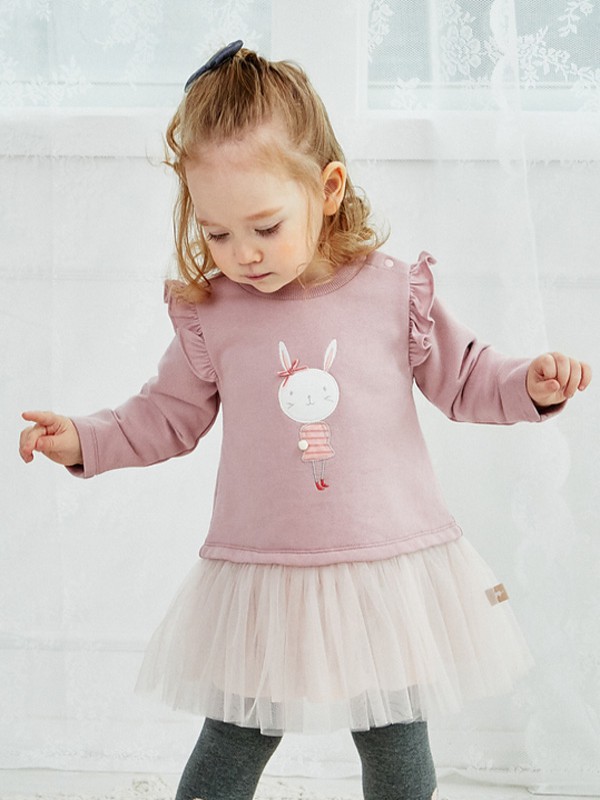 戴维贝拉 童装2022春夏季粉色T恤