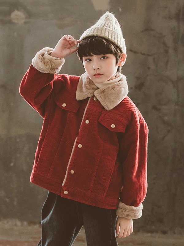 小奇象2021秋冬季酒红色外套