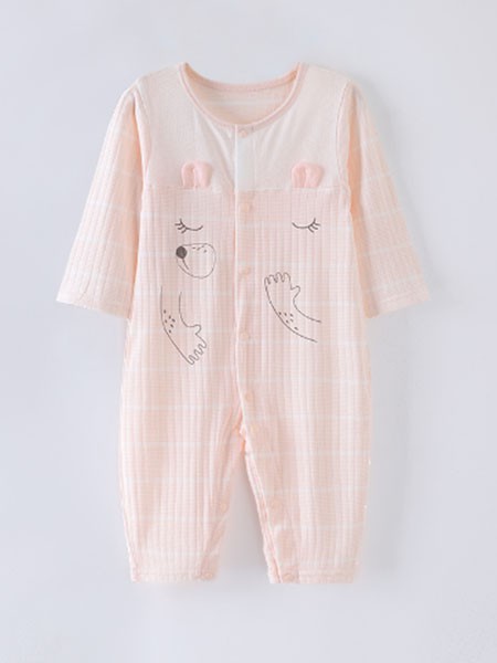 多比兔童装2022春夏季橙色连体衣