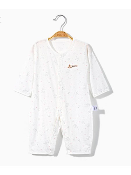 多比兔童装2022春夏季白色连体衣