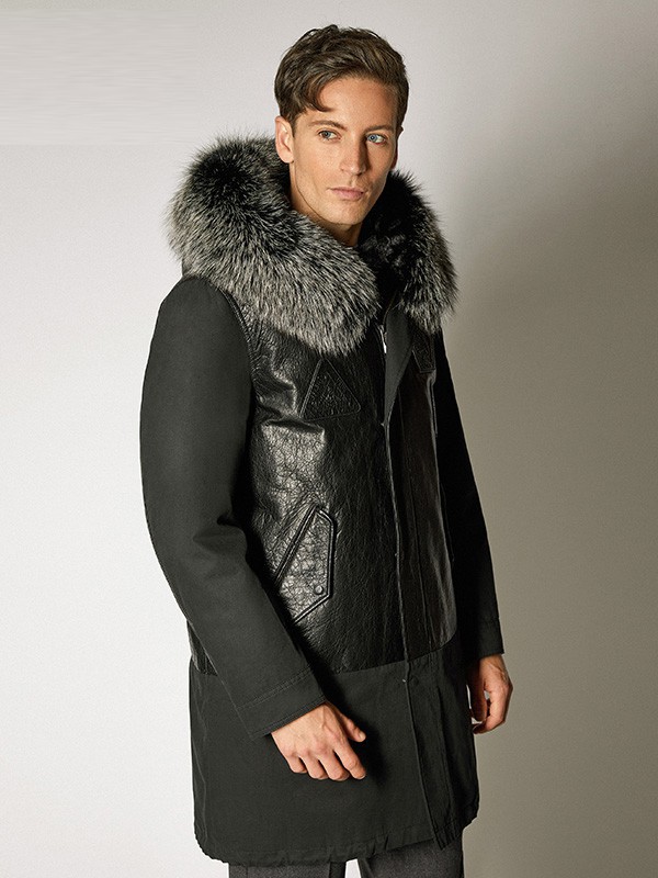 巴鲁特男装2021秋冬季黑色皮衣