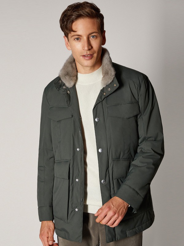 巴鲁特男装2021秋冬季灰色冲锋衣