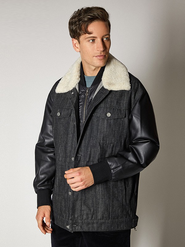 巴鲁特男装2021秋冬季黑色派克服