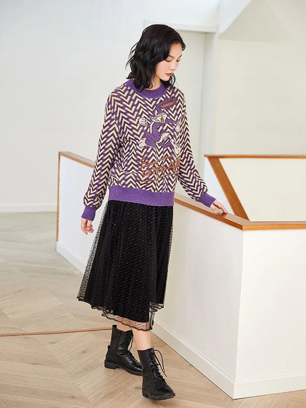 尚艾诗女装2021秋冬季黑色长裤