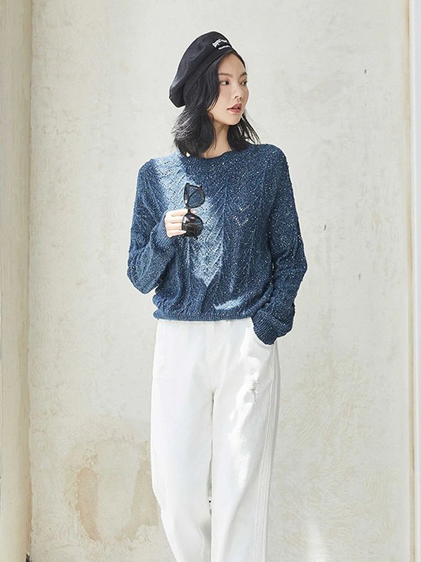 尚艾诗女装2021秋冬季白色长裤