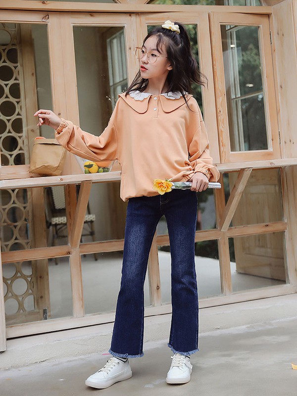 要要童装2022春夏季藏蓝色长裤