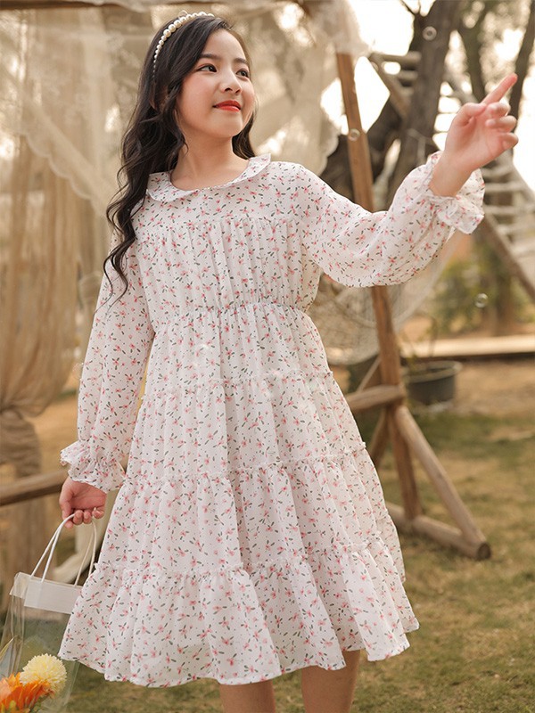 洛巴兔童装2022春夏季白色连衣裙