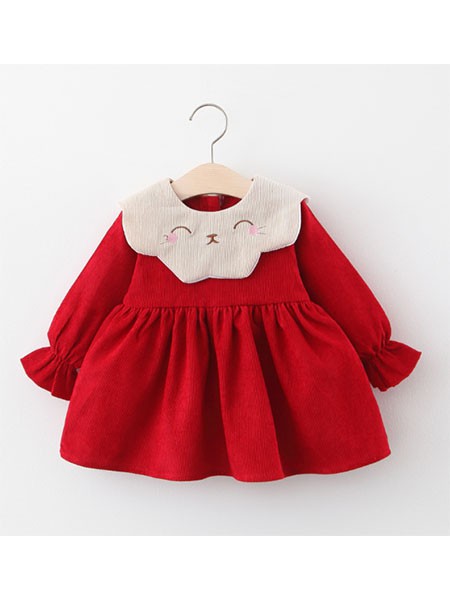 丢丢糖童装2022春夏季红色连衣裙