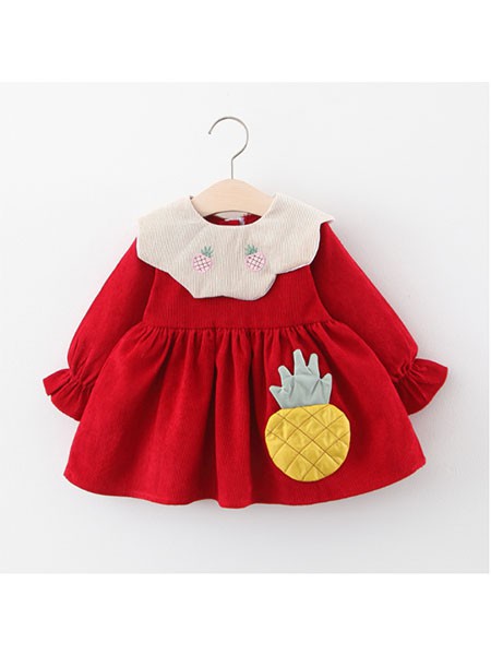 丢丢糖童装2022春夏季红色连衣裙