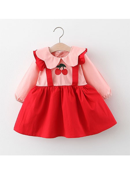 丢丢糖童装2022春夏季红色背带裙