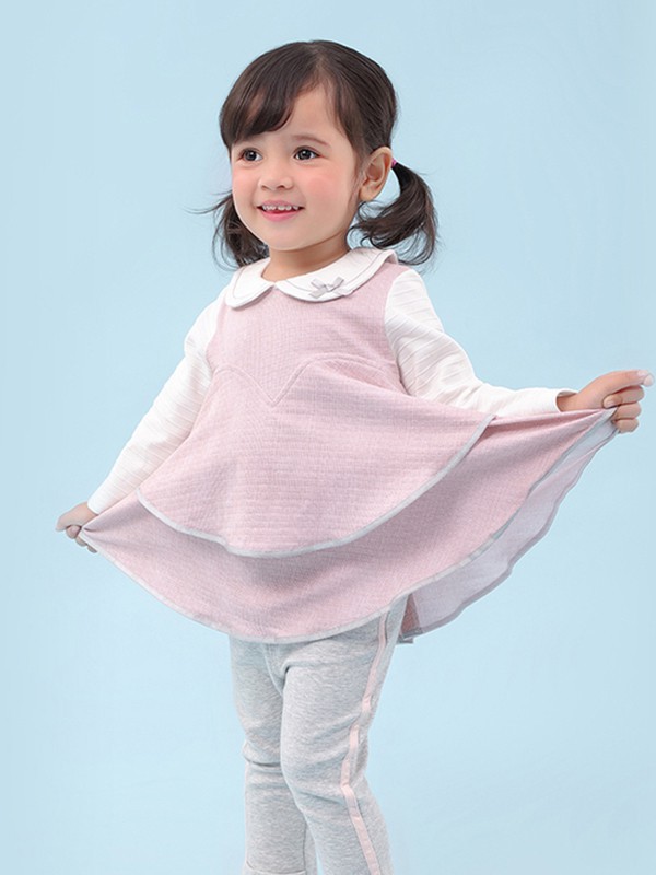 英格贝贝童装2022春夏季粉色连衣裙