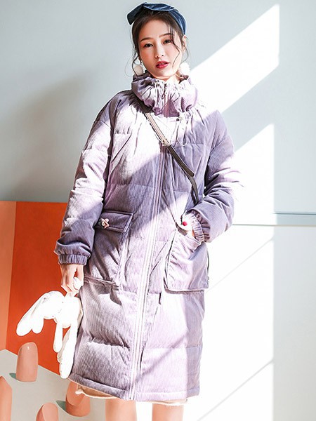 尤麦女装2021秋冬季紫色棉服
