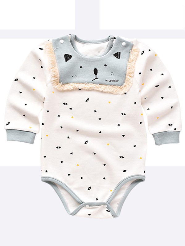 钓鱼猫童装2022春夏季白色连体衣