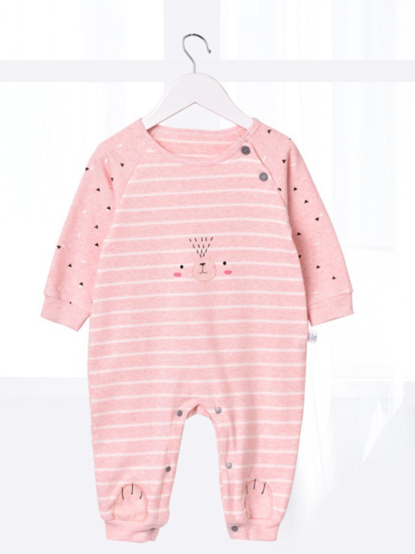 钓鱼猫童装2022春夏季粉色连体衣