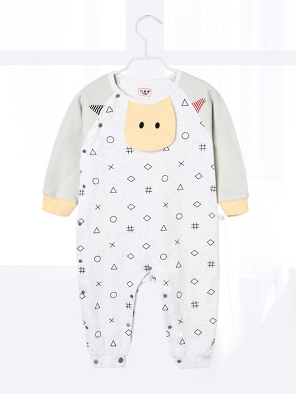 钓鱼猫童装2022春夏季白色连体衣