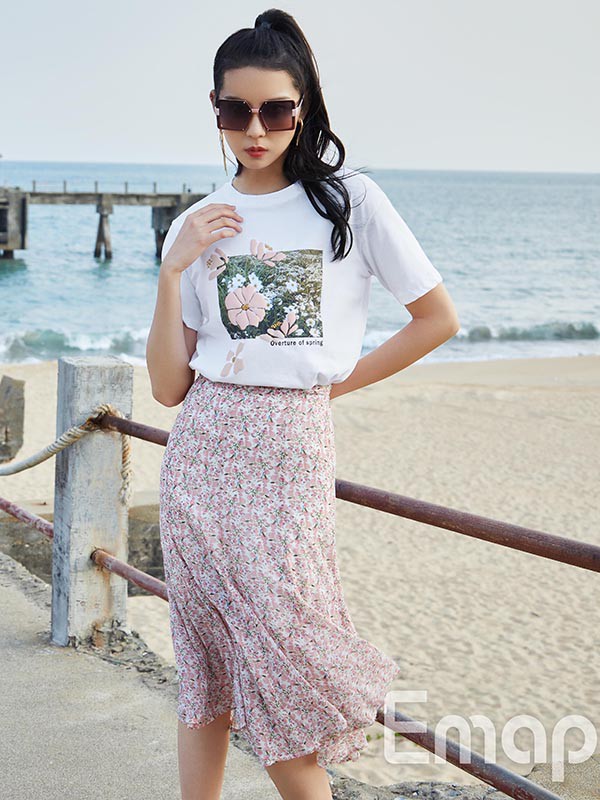 衣盟女装2022春夏季粉色半身裙