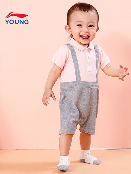 小李宁童装2022春夏季灰色背带裤