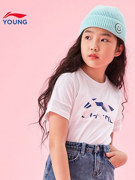 小李宁童装2022春夏季白色T恤