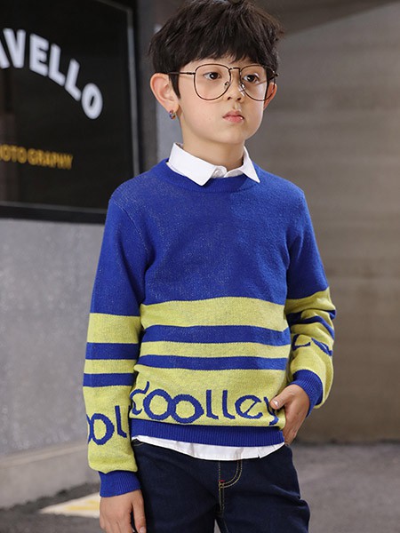 多力童装2022春夏季拼色针织衫