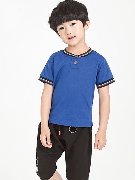 多力童装2022春夏季蓝色T恤