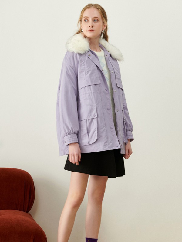 MJStyle2021秋冬季紫色派克服