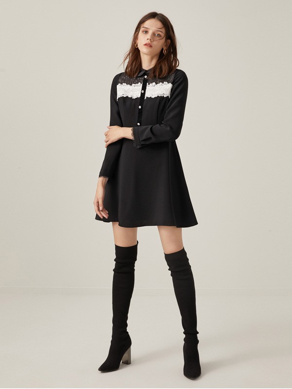LIMEFLARE女装2022春夏季黑色连衣裙