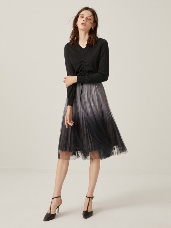 LIMEFLARE女装2022春夏季拼色半身裙