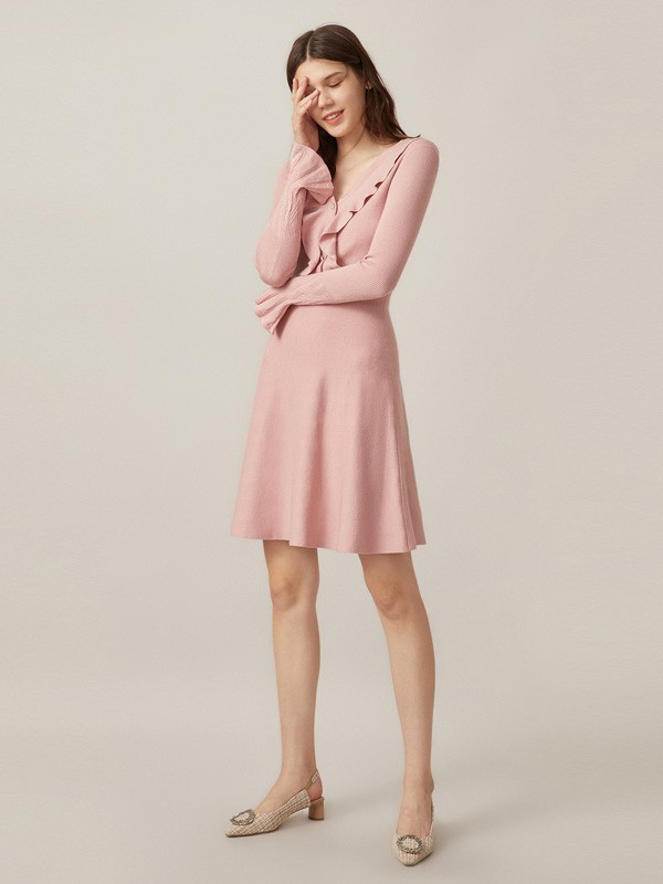 LIMEFLARE女装2022春夏季粉色连衣裙