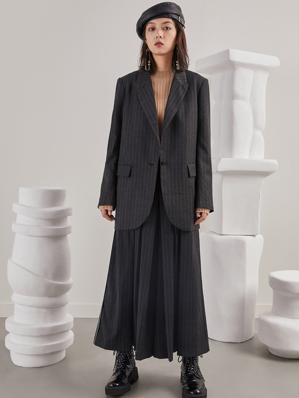 子苞米 女装2021秋冬季黑色长裙