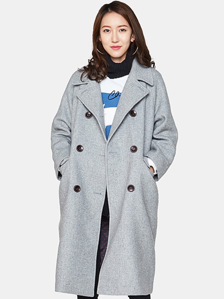 艾格女装2021秋冬季灰色风衣