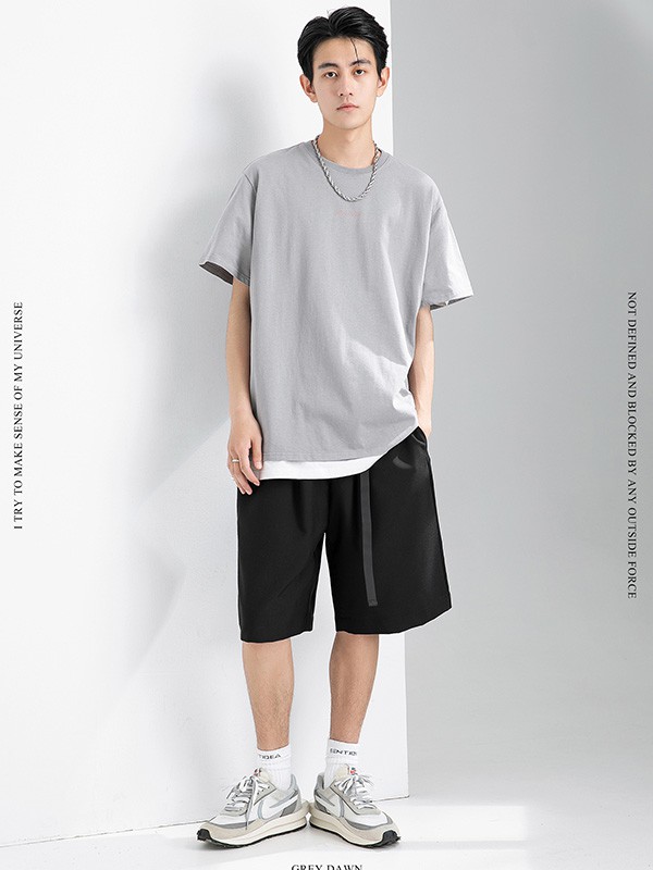 GRINCH1928男装2022春夏季黑色短裤