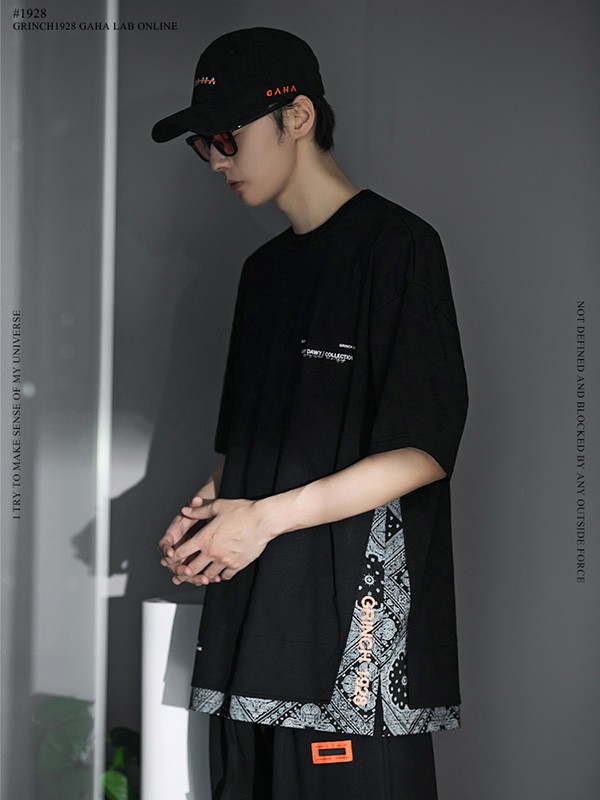 GRINCH1928男装2022春夏季黑色T恤