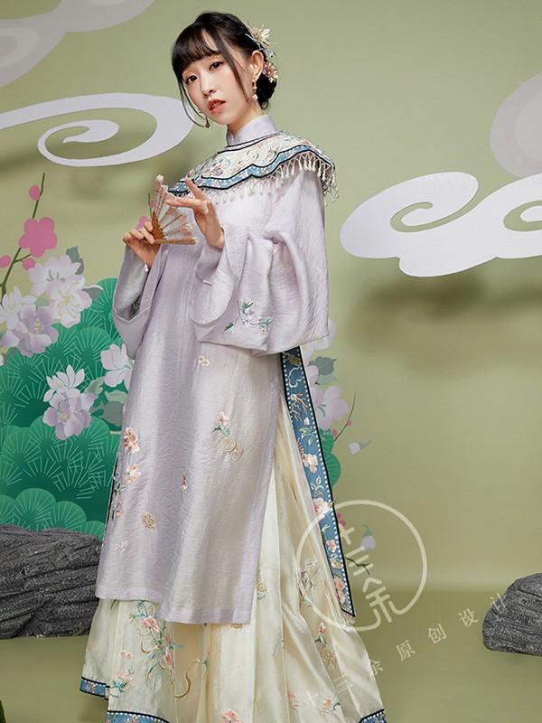 十三余女装2022春夏季紫色连衣裙