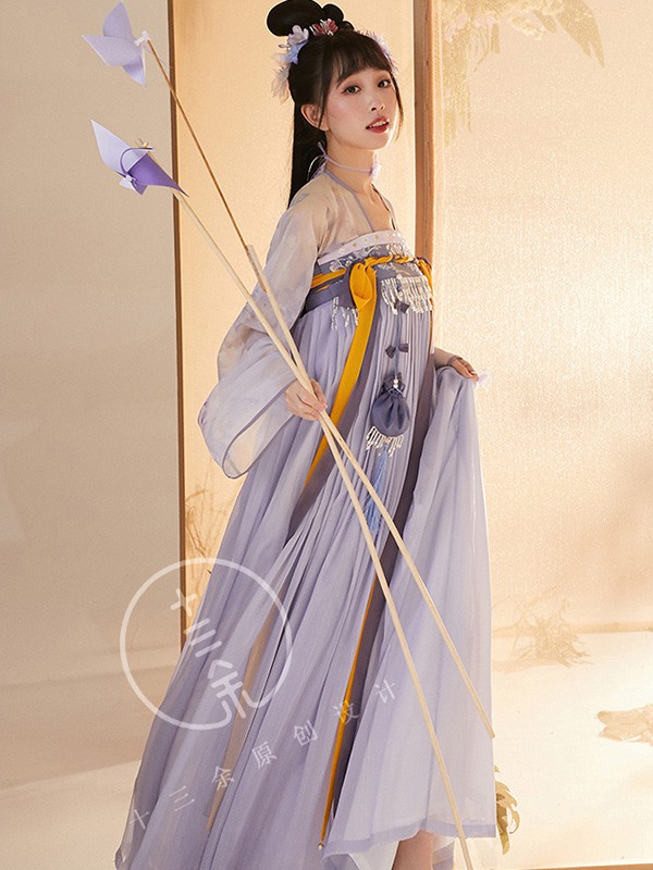 十三余女装2022春夏季紫色连衣裙