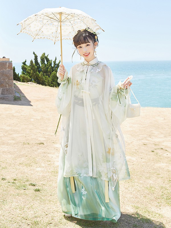 十三余女装2022春夏季绿色连衣裙