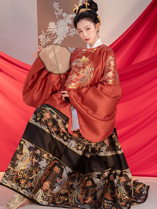 重回汉唐女装2022春夏季红色外套