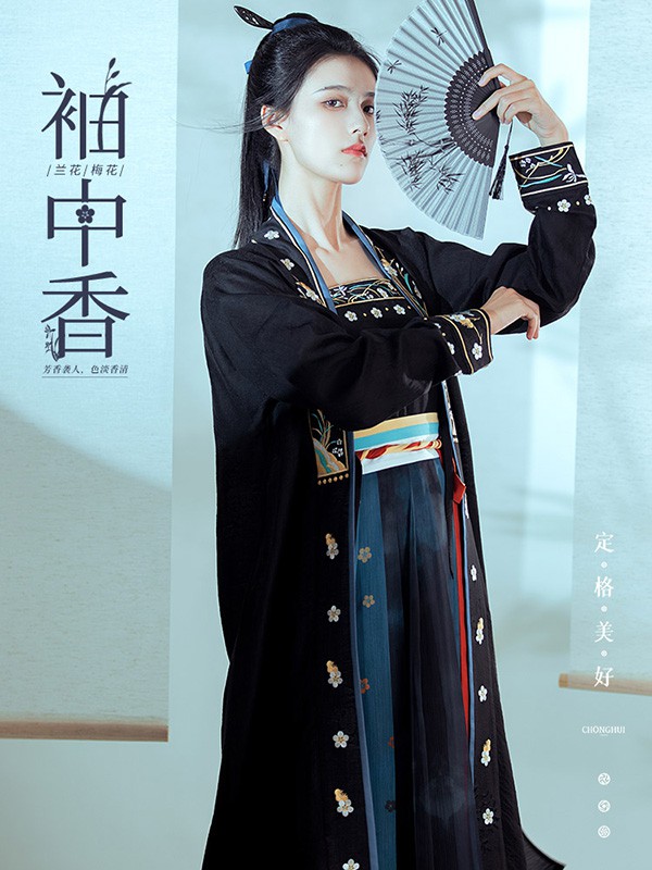 重回汉唐女装2022春夏季黑色外套