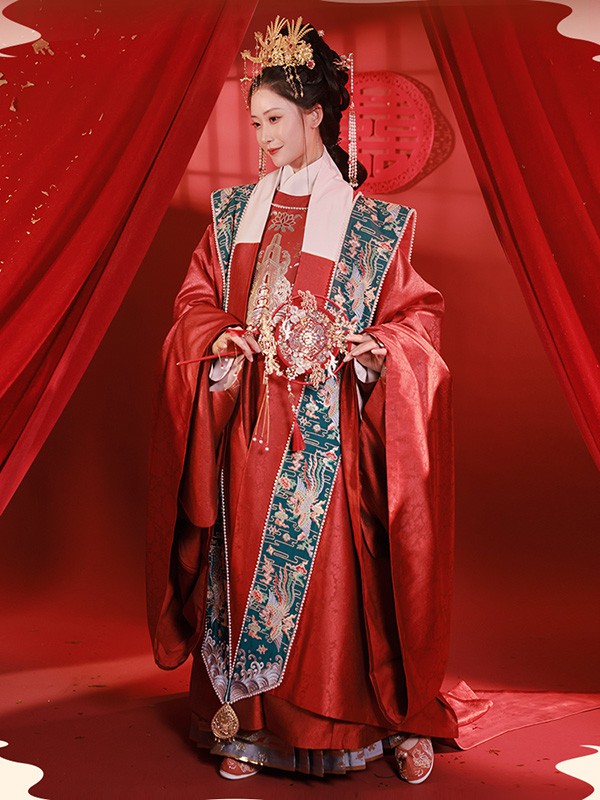 重回汉唐女装2022春夏季红色礼服