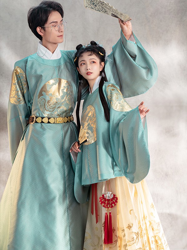 重回汉唐女装2022春夏季蓝色上衣