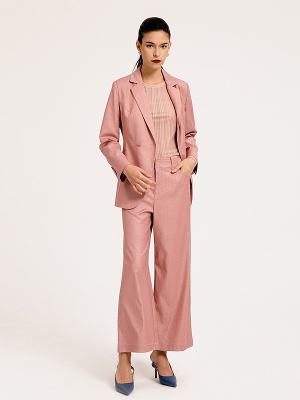 阁兰苏珊女装2021秋冬季粉色西装