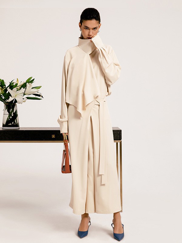 阁兰苏珊2021秋冬季米色阔腿裤